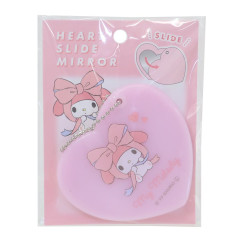 Japan Sanrio Slide Mirror Keychain - My Melody / Heart Pink