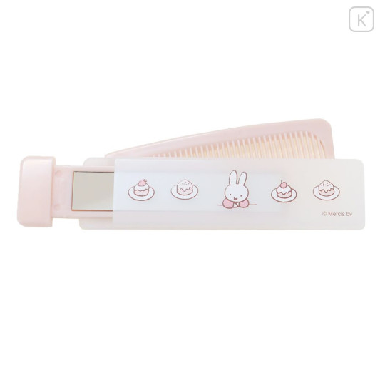 Japan Miffy Folding Compact Comb & Mirror - Light Pink - 1