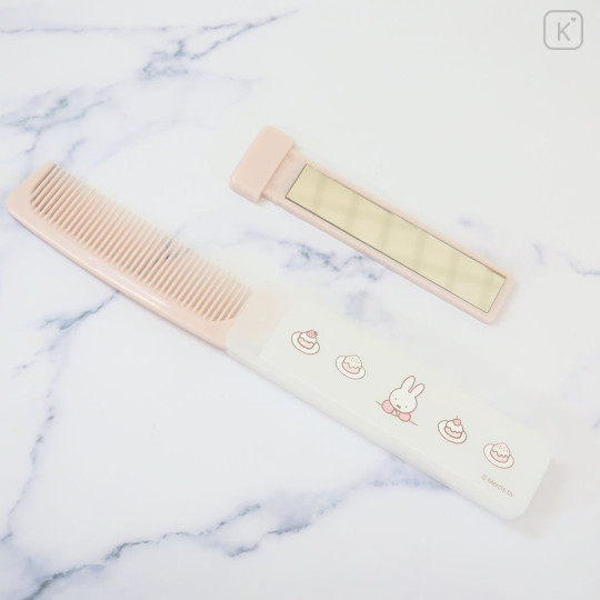 Japan Miffy Folding Compact Comb & Mirror - Light Pink - 2