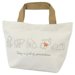 Japan Disney Mini Tote Bag Lunch Bag - Winnie The Pooh / Beige White