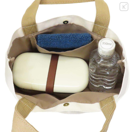 Japan Disney Mini Tote Bag Lunch Bag - Winnie The Pooh / Beige White - 3