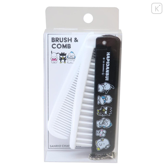 Japan Sanrio Folding Compact Comb & Brush - Boys Hapidanbui / Black - 1