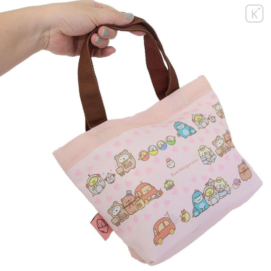 Japan San-X Mini Tote Bag / Lunch Bag - Sumikko Gurashi Movie The Mysterious Child of the Makeshift Factory Pink - 2