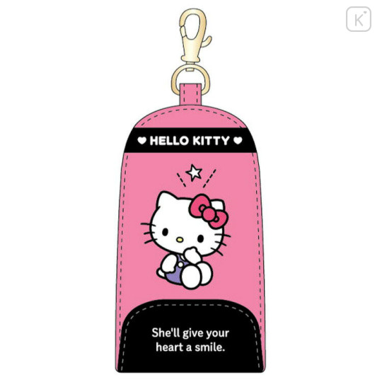 Japan Sanrio Key Case with Reel - Hello Kitty / Pink - 1