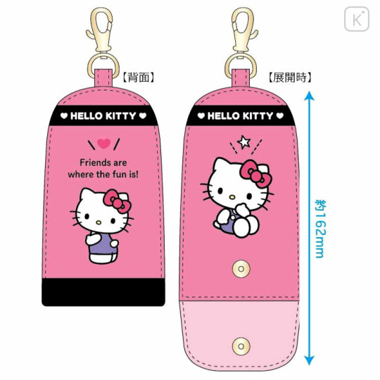 Japan Sanrio Key Case with Reel - Hello Kitty / Pink - 2
