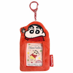 Japan Crayon Shin-chan Photo Holder Card Case Keychain - Fluffy Red / Enjoy Idol