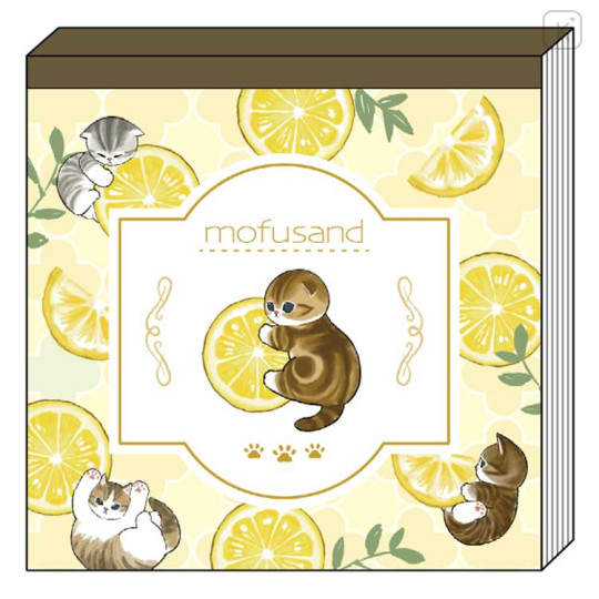 Japan Mofusand Square Memo - Fruit Cat / Lemon - 1