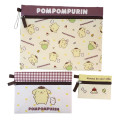Japan Sanrio Flat Pouch Set - Pompompurin / White & Yellow - 1