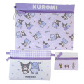 Japan Sanrio Flat Pouch Set - Kuromi / Purple - 1