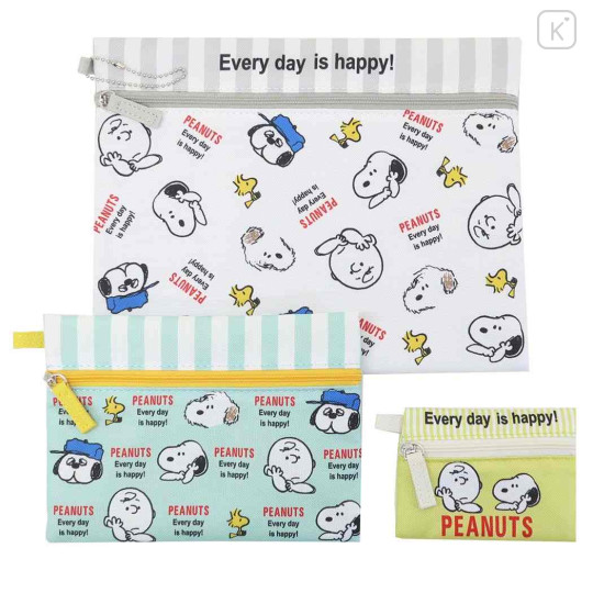 Japan Peanuts Flat Pouch Set - Snoopy / Happy Everyday | Kawaii Limited