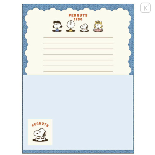Japan Peanuts Letter Envelope Set - Snoopy / Navy - 1