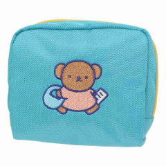 Japan Miffy Embroidery Pouch - Boris Bear / Blue & Yellow