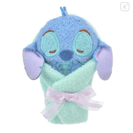 Japan Disney Store Fluffy Plush Keychain - Stitch / Baby Swaddles Okurumi - 1