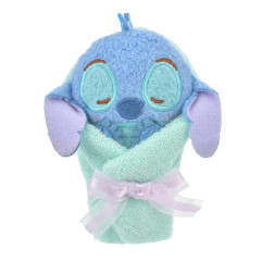 Japan Disney Store Fluffy Plush Keychain - Stitch / Baby Swaddles Okurumi