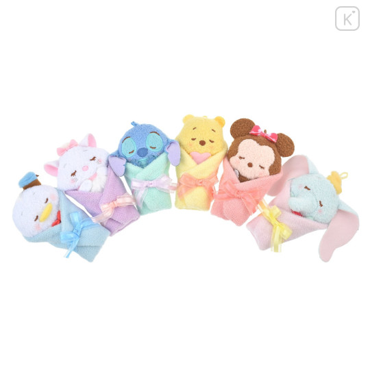 Japan Disney Store Fluffy Plush Keychain - Stitch / Baby Swaddles Okurumi - 7