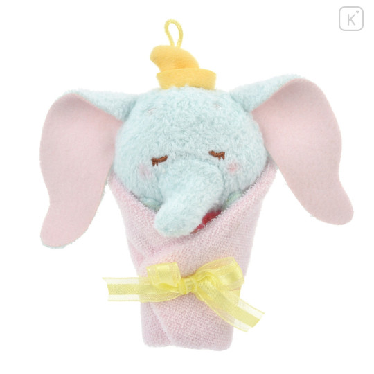 Japan Disney Store Fluffy Plush Keychain - Dumbo / Baby Swaddles Okurumi - 1
