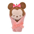 Japan Disney Store Fluffy Plush Keychain - Minnie Mouse / Baby Swaddles Okurumi - 1