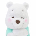 Japan Disney Store Fluffy Plush Keychain - Pooh / White Pooh Hug - 4