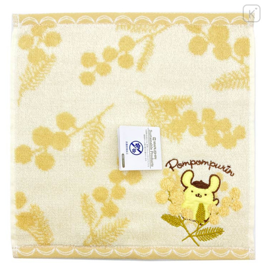 Japan Sanrio Embroidered Towel Handkerchief - Pompompurin / Bloom - 1