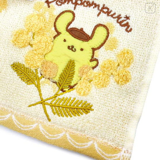 Japan Sanrio Embroidered Towel Handkerchief - Pompompurin / Bloom - 2