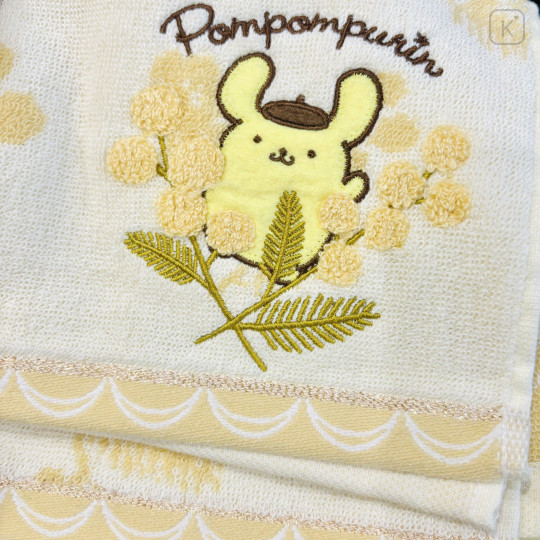 Japan Sanrio Embroidered Wash Towel - Pompompurin / Bloom - 2