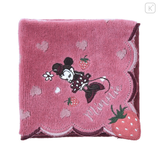 Japan Disney Store Towel Handkerchief - Minnie Mouse : Love Strawberry - 3