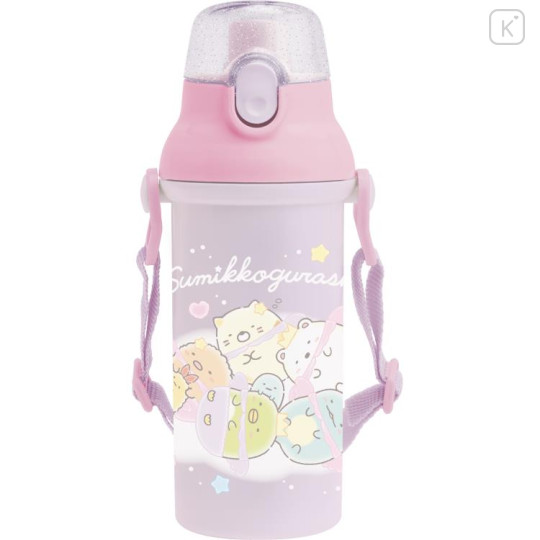 Japan San-X Kids One-Touch Water Bottle With Strap 480ml - Sumikko Gurashi : Sweet Dream - 1