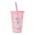 Japan Disney Store Clear Tumbler - Minnie Mouse / Changing Rainbow Unicorn / Cold Drink - 2