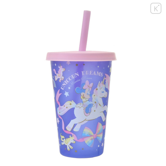 Japan Disney Store Clear Tumbler - Minnie Mouse / Changing Rainbow Unicorn / Cold Drink - 4