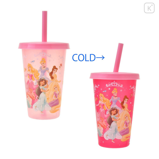 Japan Disney Store Clear Tumbler - Princesses / Changing Color / Cold Drink - 1