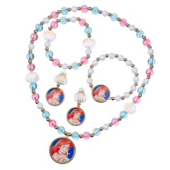 Japan Disney Store Kids Earrings Bracelet Necklace Set - Ariel / Rainbow