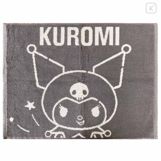 Japan Sanrio Yarn Dyed Jacquard Mat - Kuromi / Dark Grey & White - 1