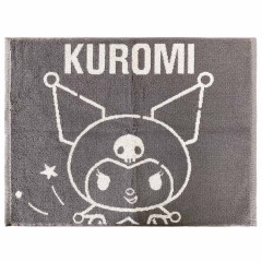 Japan Sanrio Yarn Dyed Jacquard Mat - Kuromi / Dark Grey & White