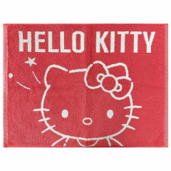 Japan Sanrio Yarn Dyed Jacquard Mat - Hello Kitty / Red & White