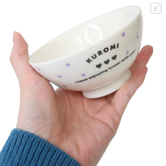 Japan Sanrio Pottery Rice Bowl - Kuromi / Candy - 2