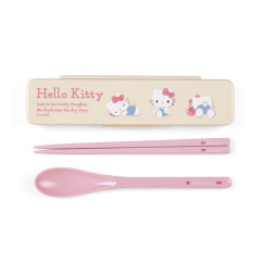 Japan Sanrio Original Chopsticks 18cm & Spoon with Case - Hello Kitty