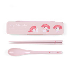 Japan Sanrio Original Chopsticks 18cm & Spoon with Case - My Melody