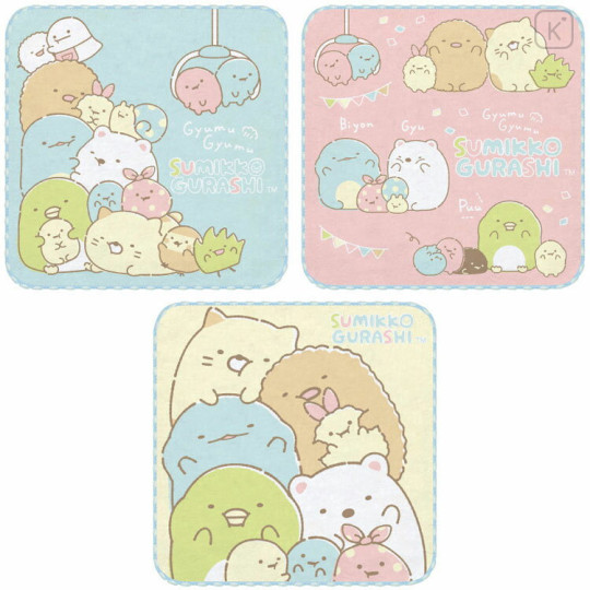 Japan San-X Mini Towel 3pcs Set - Sumikko Gurashi / Squeeze - 1