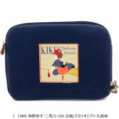 Japan Ghibli Embroidery Flat Pouch - Kiki's Delivery Service / Black
