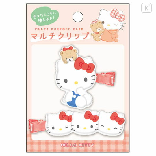 Japan Sanrio Hair Clip 2pcs Set - Hello Kitty & Bear - 1