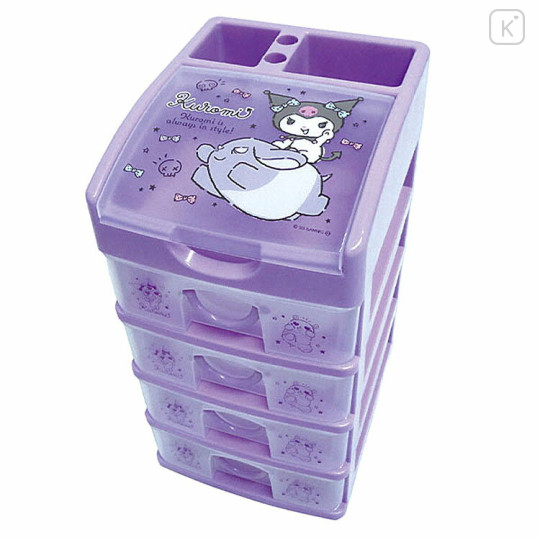 Japan Sanrio Plastic Chest 4 Tier - Kuromi : Purple - 1