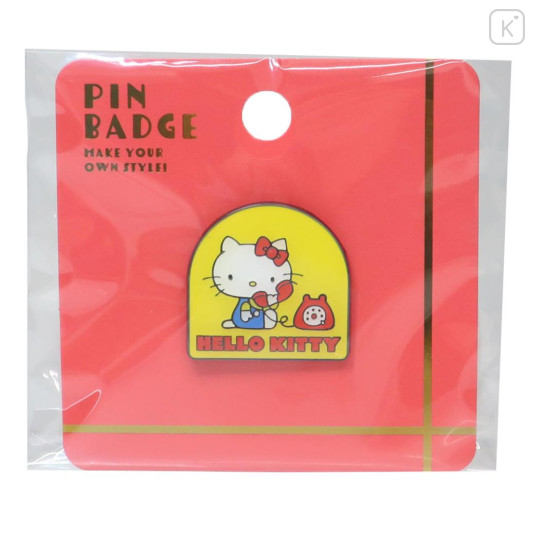 Japan Sanrio Pin Badge - Hello Kitty / Phone Call - 1