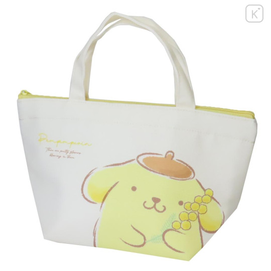 Japan Sanrio Insulated Cooler Lunch Bag - Pompompurin / Flower - 1