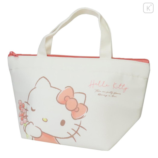 Japan Sanrio Insulated Cooler Lunch Bag - Hello Kitty / Flower - 1