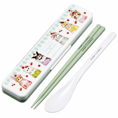 Japan Mofusand × Sanrio Chopsticks 18cm & Spoon with Case - Cat & Characters