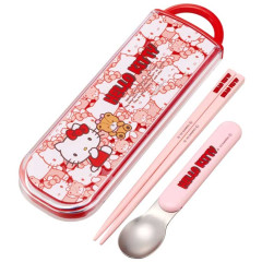 Japan Sanrio Chopsticks 16.5cm & Spoon with Case - Hello Kitty / Bear