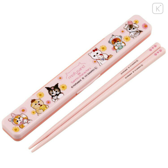 Japan Mofusand × Sanrio18cm Chopsticks with Case - Cat / Characters - 1