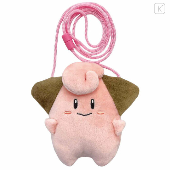 Japan Pokemon Plush Pouch Pochette & Neck Strap - Clefairy - 1