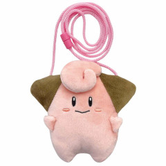 Japan Pokemon Plush Pouch Pochette & Neck Strap - Clefairy