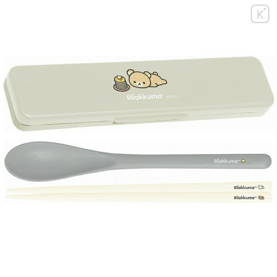 Japan San-X Chopsticks 18cm & Spoon with Case - New Basic Rilakkuma - 1
